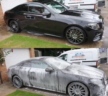 A before and after photo of a car receiving our mobile car valeting services