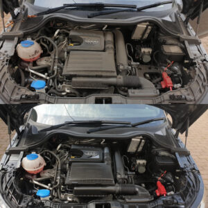 the inside of a car during our engine bay cleaning service