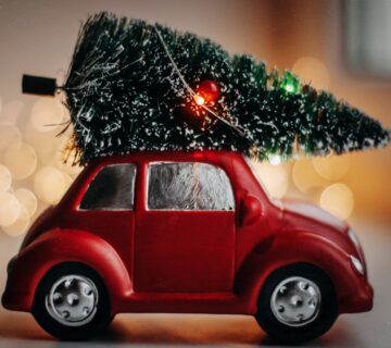 christmas car with a tree on top